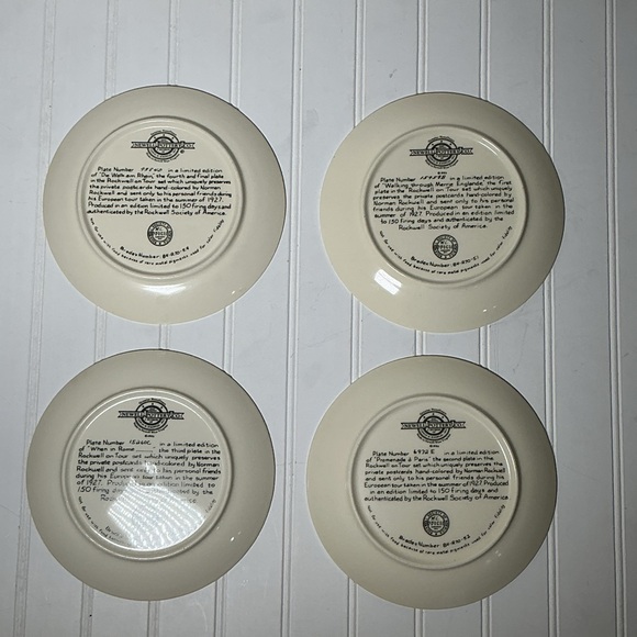 Vintage Norman Rockwell Set Of 4 Plates Rockwell On Tour Europe 1982 - Picture 2 of 11